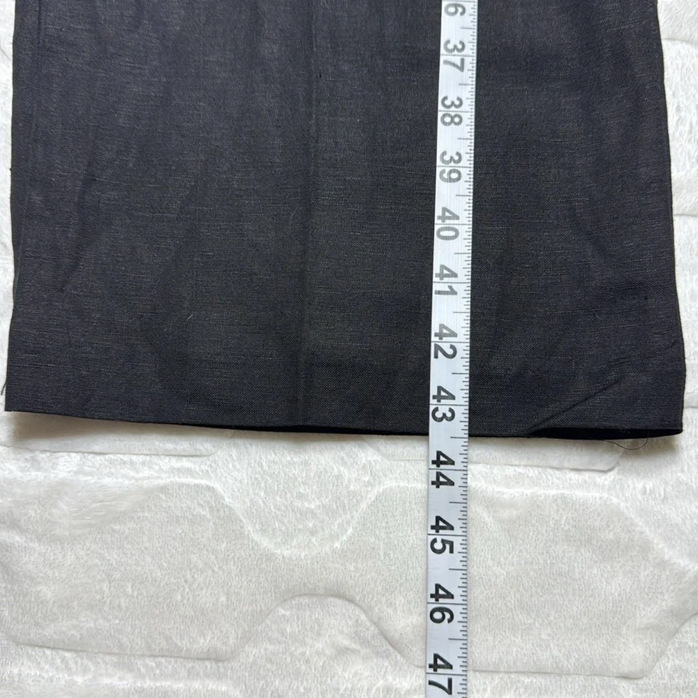 Ashley Stewart Black Breathable Linen Pants Full-Length Belted Loose Fit Size 16